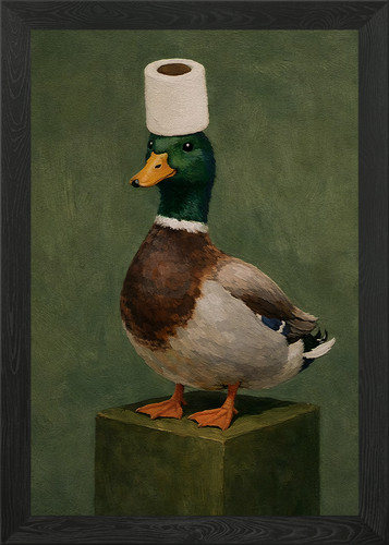 Duck with toilet paper - toilet,