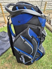 John Letters Golf Bag, Black/Blue 14 Dividers, Cooler Pocket, Inc Rain Cover