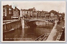 RPPC Bridgwater Town Bridge & River Parrett c1920s Real Photo Postcard Somerset