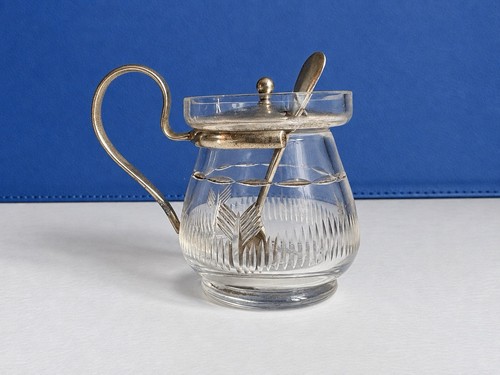 Vintage cut glass mustard pot - vintage,