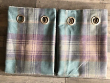 Next TEAL STIRLING WOVEN Check Eyelet Lined Curtains 168 x 137CM ( 66x54" )