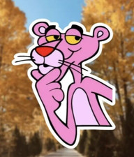 Pink Panther Thinking Cartoon Car Bumper Sticker Decal 7cm