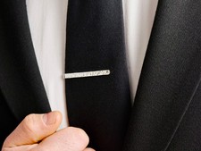 Solid sterling Silver Tie Pin/Clip Hammered or Smooth Finish 4x50mm or 4x40mm