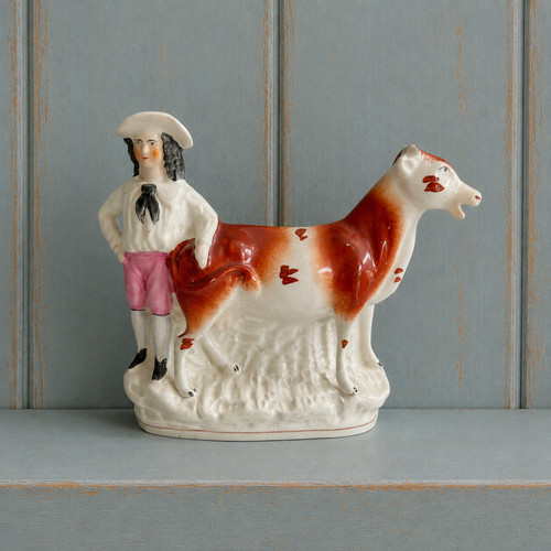 Antique staffordshire cow - staffordshire,
