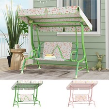 Kids Garden Swing Seat, Outdoor Swing Chair with Adjustable Canopy