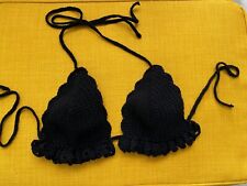 Bikini Top Black Handmade Crochet S/M (202)