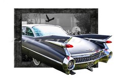 1959 Cadillac, Big Momma,  Birthday Card. Auto wall art, American car print
