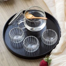 Round Solid Wooden Tea Table Tray Snack Food Meals Chinese Tea Serving Tray