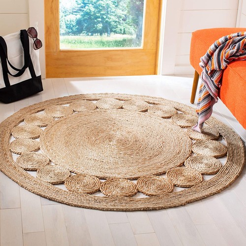 Round jute rug handmade - jute,