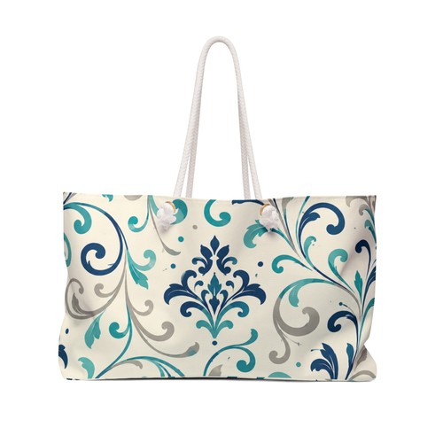 Teal navy damask - teal, bag
