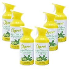 6x Charm Lemon Verbena & Cucumber Dry Spray Air Freshener 250ml