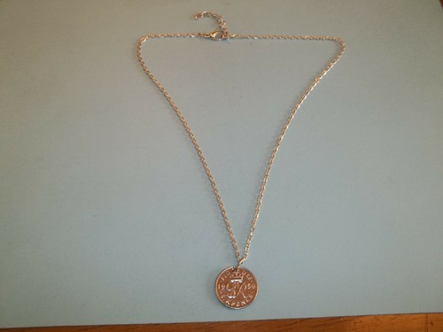 Sixpence coin silver pendant - silver,