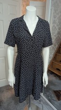 Boohoo Black & White Polka Dot Dress – Button Front – BNWT – Multiple Sizes