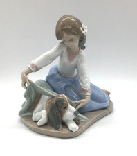 Lladro Figurine 'Dogs Best Friend' Girl with her Resting Dog (JM127G)