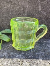 Angus & Greener Pressed Glass Early Two Piece Mould Uranium Green Small Mug
