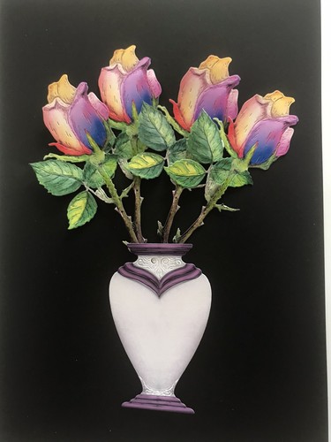 Die cut large rainbow - cut, roses
