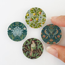 William Morris Inspired Miniature Ceramic Plates Victorian Dollhouse Decoration