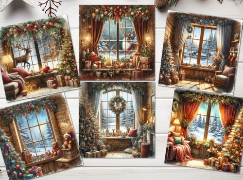Cosy christmas windows - christmas, card