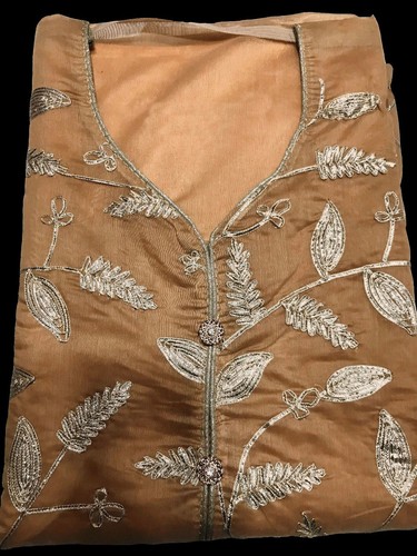 Beige semi silk gota - beige, work