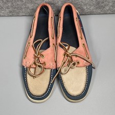 Sebago Deck Boat Shoes Docksides UK5 EU38 USA 7.5 Leather Nubuck Blue Pink Cream