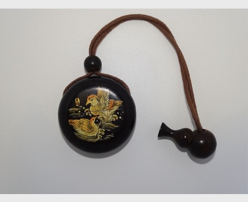 Wooden inro box with - wooden,