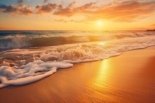Stunning Sunset Beach Seascape Canvas Picture Print Wall Art
