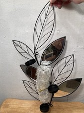 Dunelm Mill Leaf Mirror Wall 3 Tea Light Holder Black