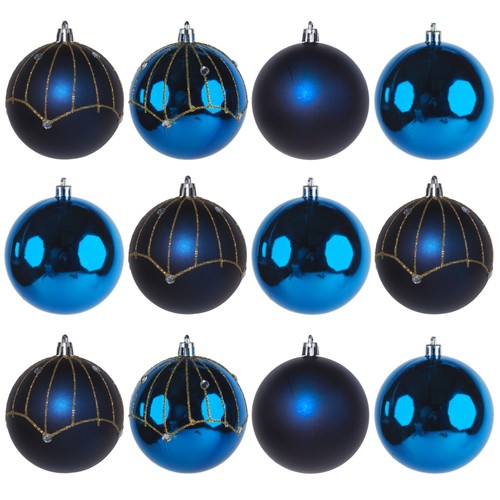 Navy blue christmas baubles - navy,