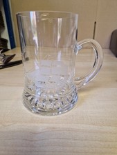 Vintage Glass Pint Tankard With Ship / Galleon Engraving