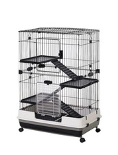 PawHut Four-Level Small Animal Cage, Indoor Pet House, Black, 81 x 52.5 x 114 cm