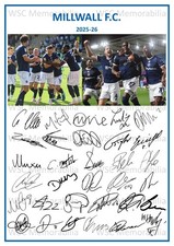 11871. 2025-26 Millwall Signed Team Photo Sheet (PRINTED AUTOGRAPH - A4)