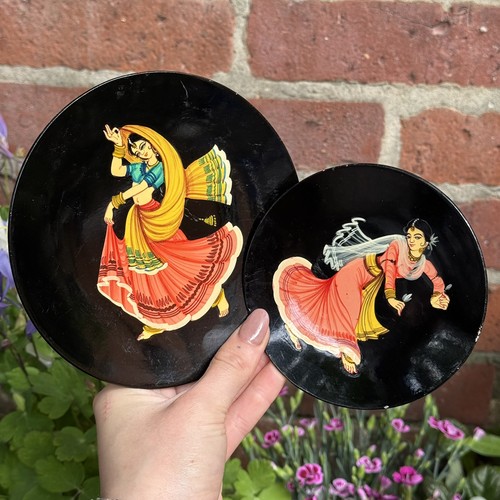 Pair antique hand painted - of,