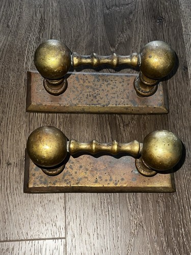 Pair vintage brass fire - of,