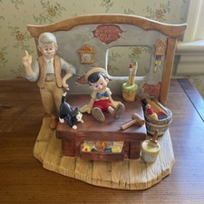 Disney Schmid PINOCCHIO GEPPETTO WORK SHOP Music Box Motion Figurines