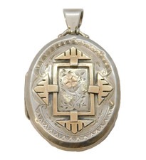 Victorian Gold & Sterling Silver Sweetheart Locket Antique 1884 Birmingham
