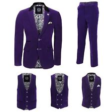 Mens Purple Velvet Vintage 3 Piece Suit Blazer Waistcoat Trouser Sold Separately