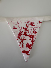 Cabbages and Roses Bunting Hatley Cerise  Linen Fabric