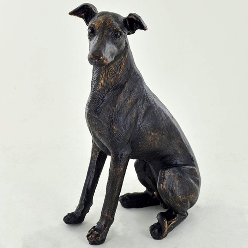 Greyhound dog sitting - greyhound, painted