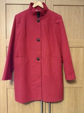 White Stuff Women's Red Kenley Moleskin Twill Coat Size 18 Grey Spotty lining