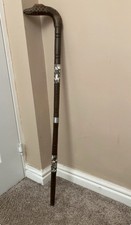 Hand-Carved Solid Wood Walking Stick – Dark Brown with Snake Head Handle