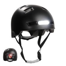 Crazy Safety Vertigo Matt Black Bike Helmet Front And Rear Light USB  Skater Hel