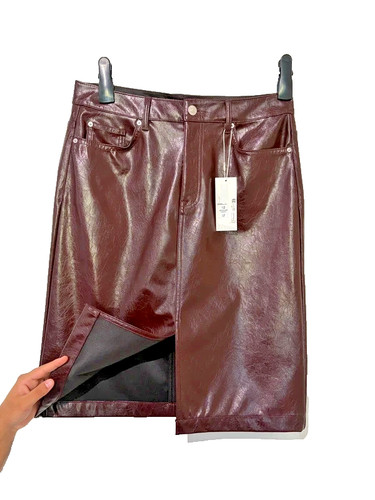 Faux leather midi split - leather,