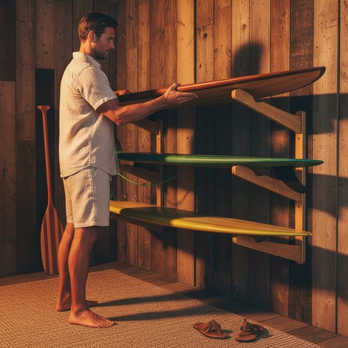 Bamboo surfboard stand - stand, stable