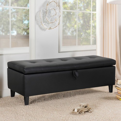 Faux leather ottoman storage - faux,