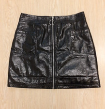 Topshop Size 8 Black PVC Mini