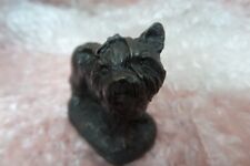 miniature bronze yorkie puppy dog Heredities Miniature Cold Cast signed JLS 