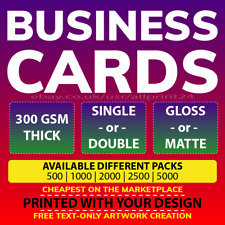 Business Cards Printed - 300 GSM Full Colour Single/Double Sided Custom Printing
