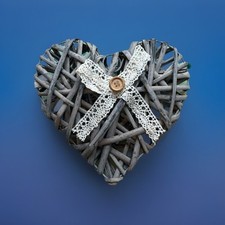 Wicker Heart With Ribbon Decor