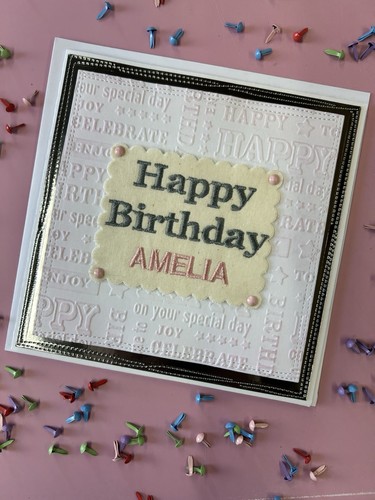 Personalised embroidered happy - embroidered,