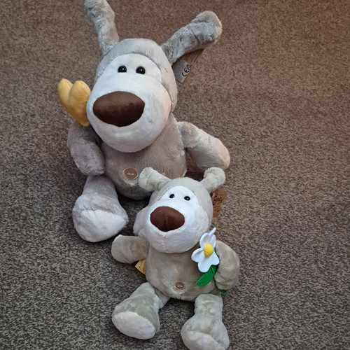 Boofle grey white dog plush - dog,